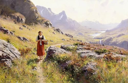 Impression tableaux peinture sur toile de maître Hans Dahl paysage de Norvège