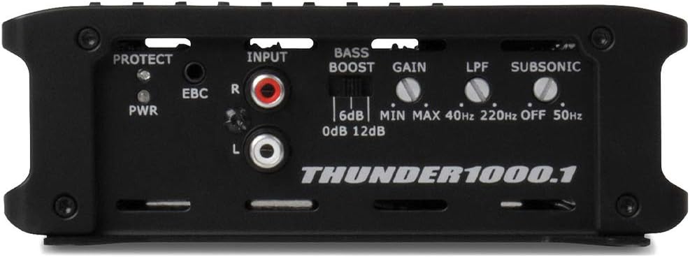 MTX THUNDER1000.1 Class D 1000 Watt RMS Mono Block Compact Vehicle Stereo Sound System Amplifier w/Selectable Bass Boost, & Variable Subsonic Filter