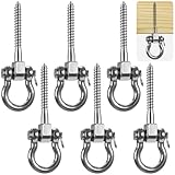 SELEWARE Heavy Duty 180° Swing Hangers, Stainless Steel Eye Screw Bracket, 1800 LB Capacity Playground Yoga Hammock Rope Tire Web Chair Sandbag Punching Bag Porch Swing Sets (6 Pack)