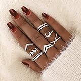 Juego de anillos de estilo vintage y bohemio. 7 unidades por juego, obtendrás una variedad de estilos de anillos.