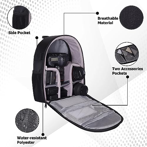 Image of VTS DSLR Camera Bag - Waterproof Backpack & Shoulder Carry Case for Camera, Lens, Tripod & Accessories