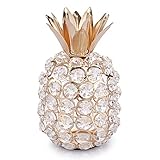 BTSKY Crystal Beads Pineapple Figurine Glass Fruit Status Ornament Tabletop Centerpiece Collectible Art Table Home Decor Christmas Wedding Birthday Decoration Gift(Gold)