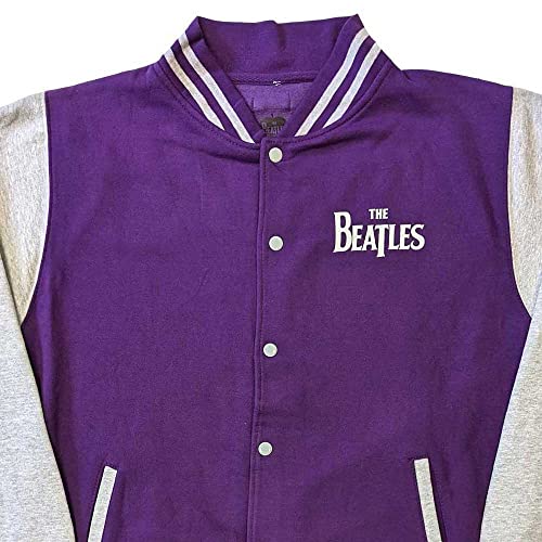 The Beatles Varsity Veste Drop T Band Logo Nouveau Officiel Unisex Purple - Les Beatles, Paul McCartney, John Lennon, RIngo Starr, George Harrison The Beatles Varsity Veste Drop T Band Logo Nouveau Officiel Unisex Purple – Image 4
