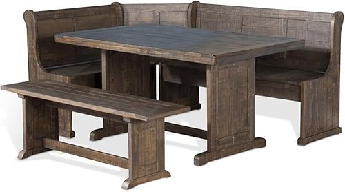 Miniatura 6 de Pemberly Row Juego de comedor de 4 piezas de madera, rectangular en gris alpino (36 pulgadas de alto x 75 pulgadas de ancho x 56 pulgadas de