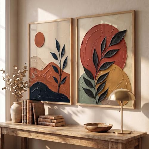 Image of kotart BOHO Art Wall Painting Home Decoration With Frame For Living Room Bed Room Hotel Wall Decor Digital Reprint Engineered Wood Set of 2 (14 X 20 INCH)