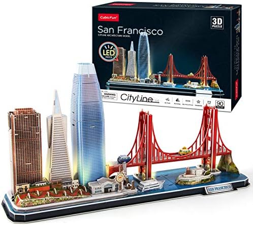 CubicFun 3D Puzzles for Kids Ages 8-10 LED San Francisco Cityline, Arts and Crafts for Kids Ages 8-12 STEM Projects for Kids Ages 8-12 Gifts for 8 Year Old Toys for 8 Year Old Girls Architecture