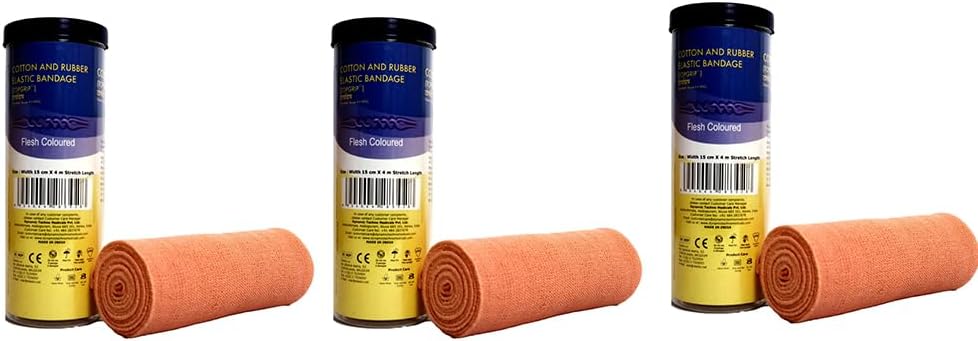 Topgrip Cotton and Rubber Bandage 15cmX4cm, pack of 3