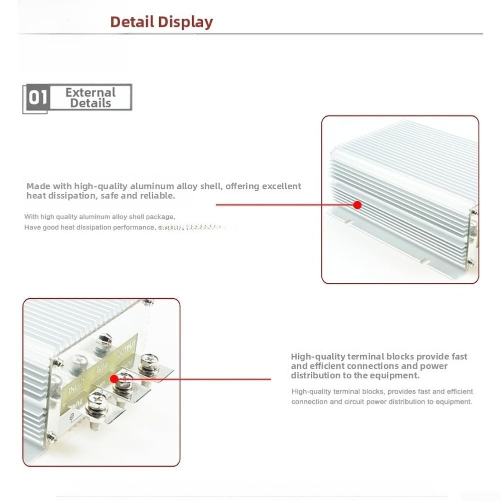 Convertisseur DC en aluminium 24 V vers 12 V 720 W dissipateur thermique