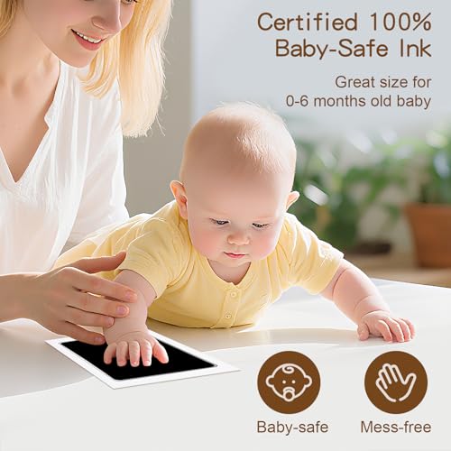 Baby Hand and Footprint Kit 4pc – Inkless Clean Touch Ink Pad for Keepsake Footprints, Paw Prints, Mess-Free Ink Pad for Newborns and Pets with 16 White Cards (Jet Black) - Thumbnail 5