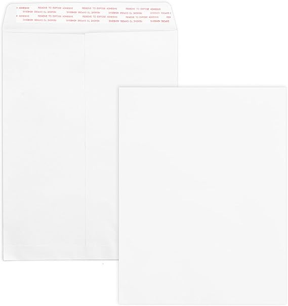 100 Pack 10x13 White Catalog Envelopes Self Seal, Goefun