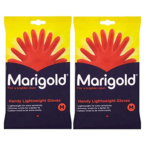 2 x 1 pair Medium Plastic Extra Life Cleaning Gloves Kitchen Bathroom Outdoor