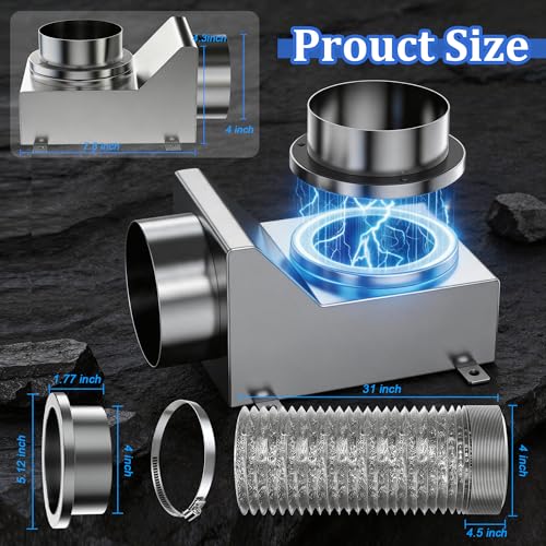 Stainless Steel Magnetic Dryer Vent Coupling, Quick Connection & Disconnection-Airtight Seal Dryer Vent Connector Kit, Strong Magnet and Self-Alignment Design for 4-Inch Dryer Vent Hose - Silver by Guweta - Used condition - Image 2