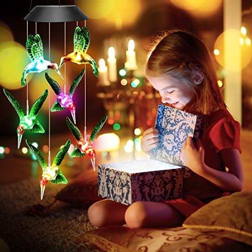 Winzwon Gifts For Mom Mothers Day From Daughter Solar Hummingbird Wind Chimes Outdoor Mobile Hang Garden Patio Porch Birthday Gifts For Grandma Women #TOP2