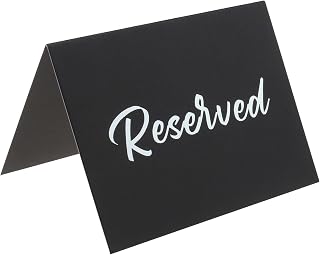 Micro Traders 20PCS Reserved Table Signs Double Sided Tent Cards Silver Foil Reserved Seating Labels for Wedding Party Restaurant Supplies 10x15cm Black