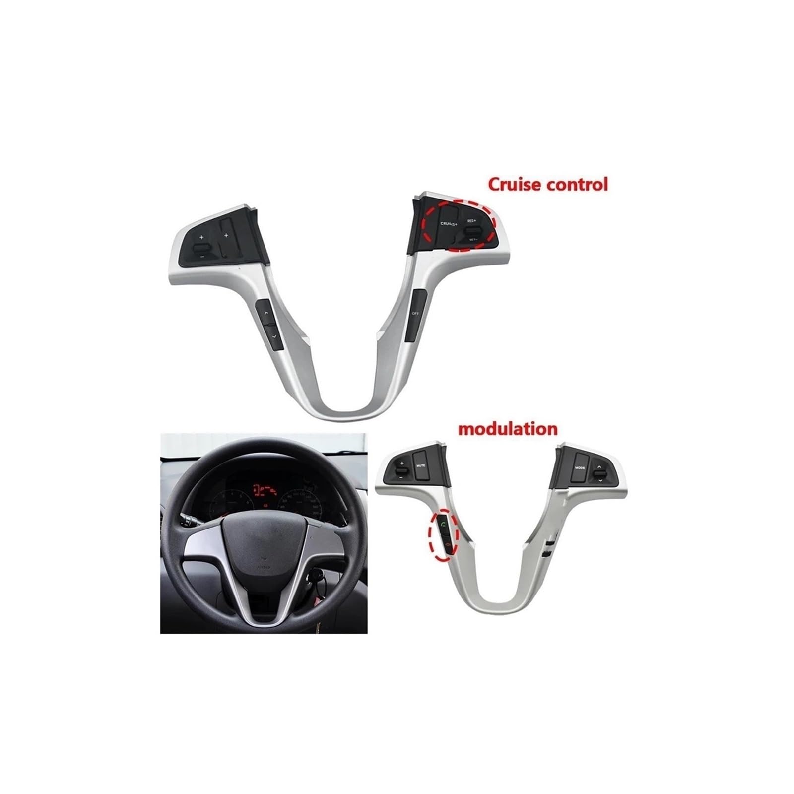 Volante Multifunzione Tasto Per Hyundai Per Verna Per Solaris Pulsanti Volante Multifunzione Volume Audio Interruttore Controllo Velocità Costante Retroilluminazione Blu | Upgraded