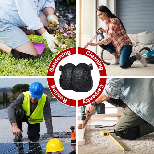 FREEKYROCK Gel Knee Pads for Work, Professional Knee Pads for Men Women with Soft Foam, Heavy Duty Cap, Adjustable Straps, Quick-Fasten Buckle for Construction, Gardening, Welding, Roofing, Cleaning