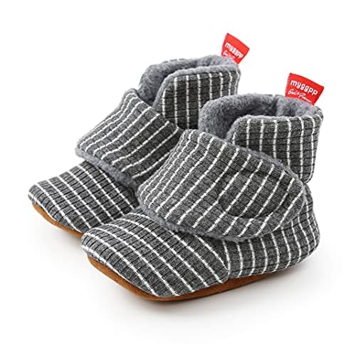 Sehfupoye Kleinkind Baby Jungen Mädchen Baumwolle Booties Schuhe Gestreifte Weiche Sohle Neugeborene Erste Wanderschuhe Warme Fleece Stiefel 0-18M