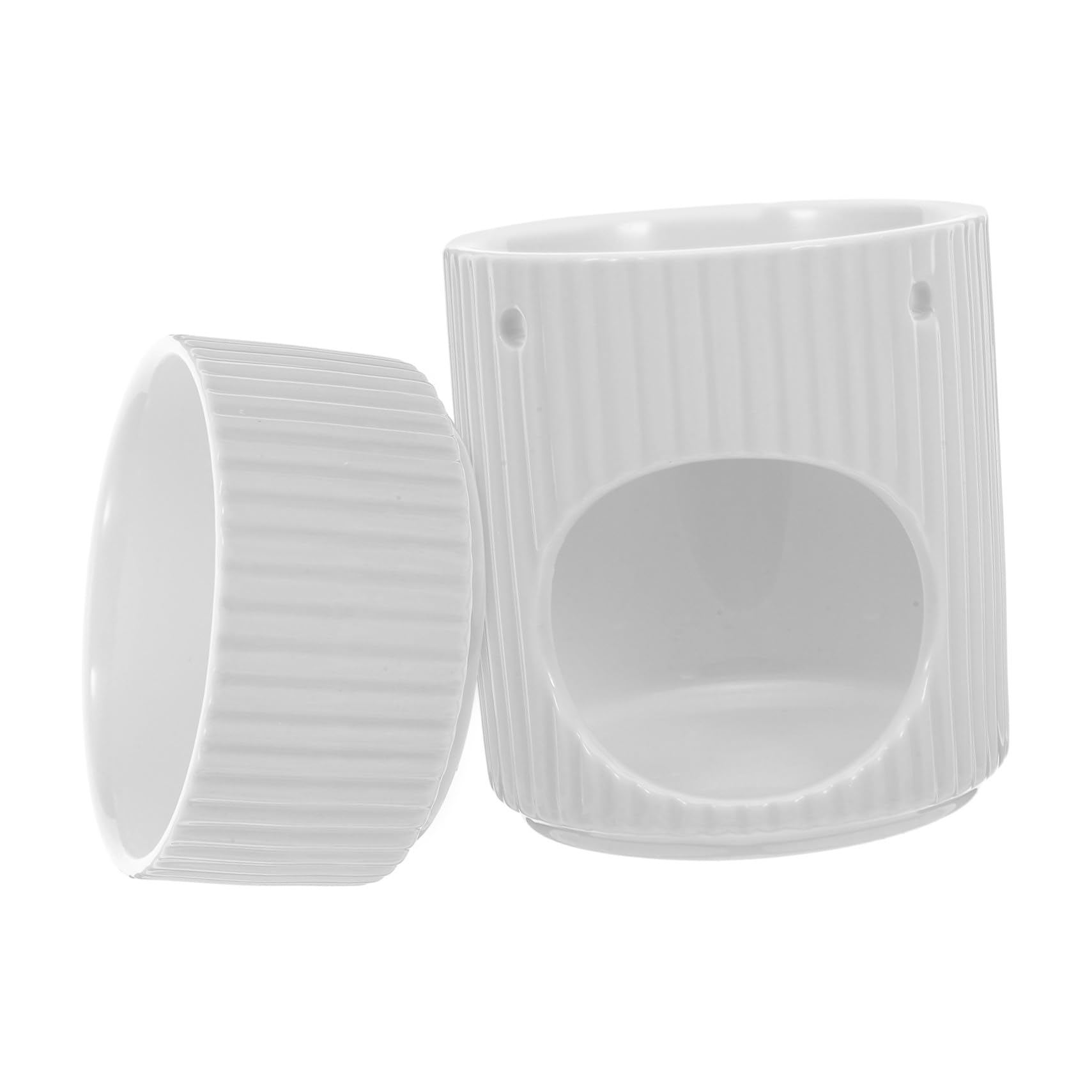 OUNONA Diffusore di Aromi per Oli Essenziali in Ceramica Bruciatore per Cera Sciolta e Diffusore di Fragranze per Casa Design Strisce Bianco