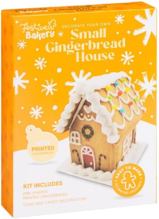 Christmas Gingerbread House Kit - Make Your Own Gingerbread House 165g- Easy to Make - No Baking - Includes Pre-Shaped Gingerbread, Icing & Decorations-Childrens Xmas Eve Activity