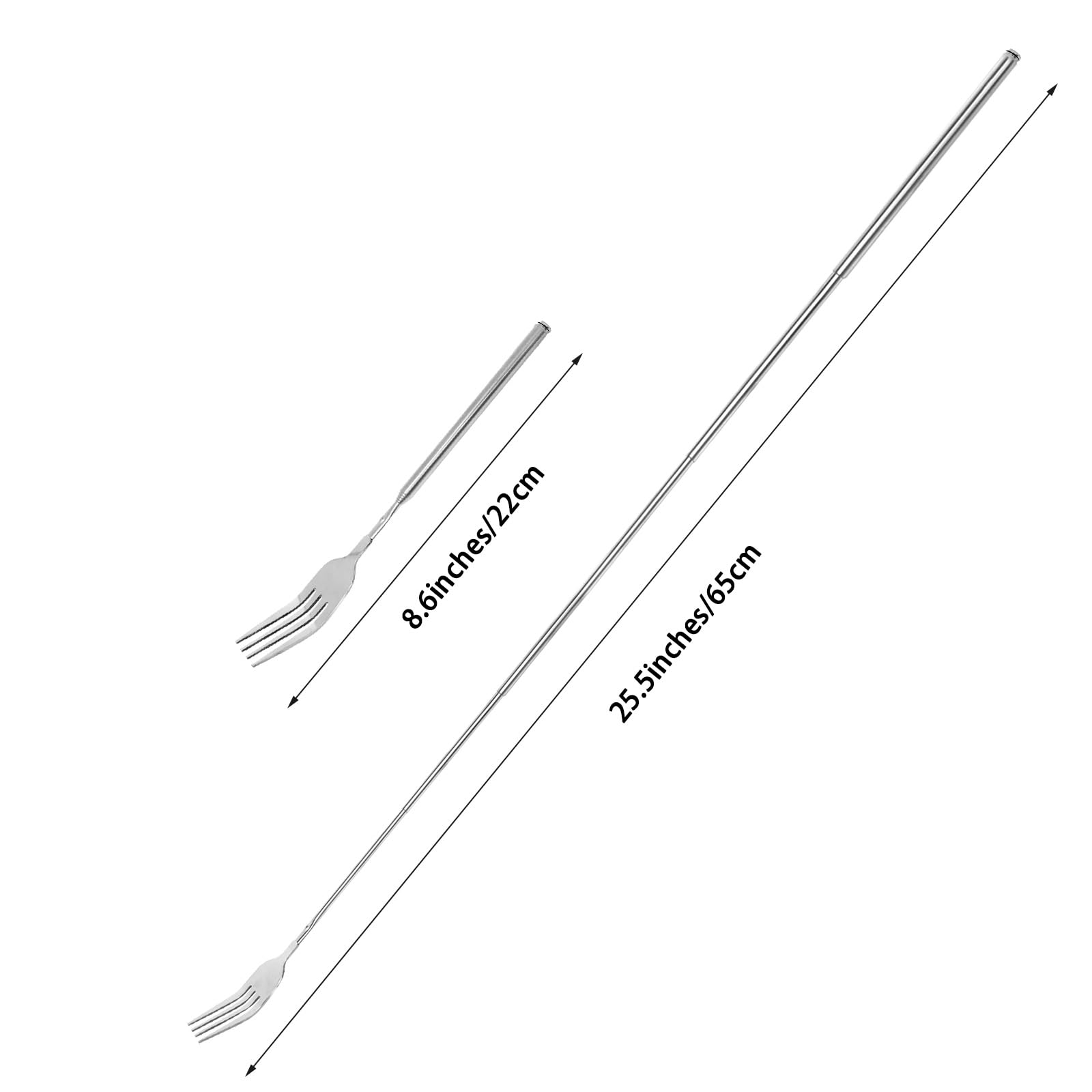Lystaii 2Pcs Stainless Steel Telescopic Fork Extendable Dinner Fruit Dessert Long Handle Long Stainless Steel Retractable Fork Sturdy — Amazon image 4