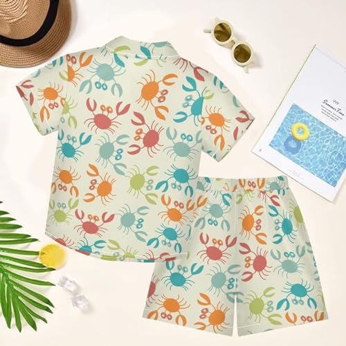 Image of visesunny Boy Floral Short Sleeve Button Down Shirt & Casual Shorts Set Summer Outfits 3-10 Years Clothes