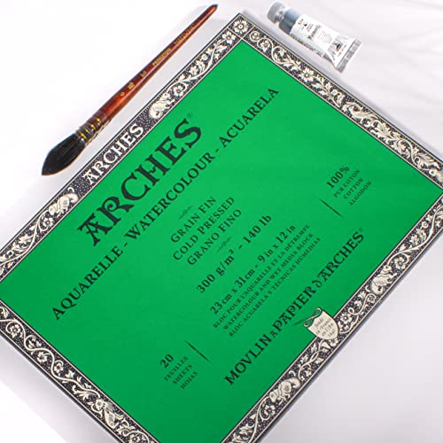 Arches Aquarelle 300 g/m² Grão Fino, Branco Natural Bloco 20 Folhas
