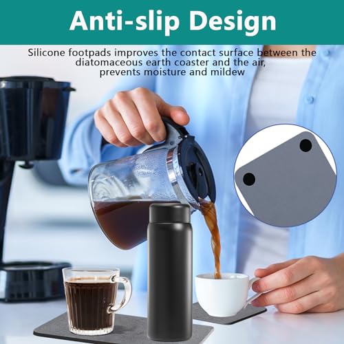 4 Stück Wasserabsorbierendes Steintablett für Spüle, Kieselgur Untersetzer, Sofort Schnell Trockenmatte für die Küchentheke, rutschfeste Diatomit Mundwasserbecher-Untersetzer für Schwämme, Bürsten 5
