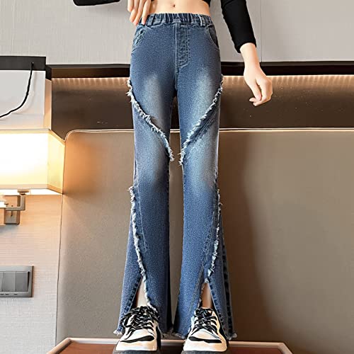 Girls Baggy Jeans Elastic Waist Slim Vintage Jeans Loose Wide Leg Baggy Pants Teen Casual Kids Trousers Pockets4
