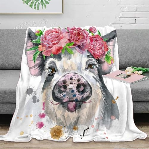 Couverture lit cochon 3D aquarelle en microfibre de prestige et douce - 2