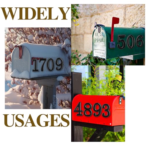 Image of opasyo 20 Pieces Mailbox Numbers for Outside 3.8 inch 0-9 Self-Adhesive Mail Box Numbers,3D Gold House Numbers for Mailbox, Apartment, House, Trash Bins,Office Hotel Room (Black, 3.8inch)