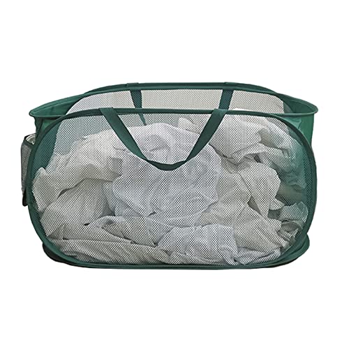 Large Laundry Basket Bag With Handles, Sturdy Mesh Handy Laundr Popup Hamper, Portable Collapsible Clothes Basket With Side Pocket For Dorm, Bathroom & Travel, Laundry Room, Kids Room (Horizontal) #TOP2