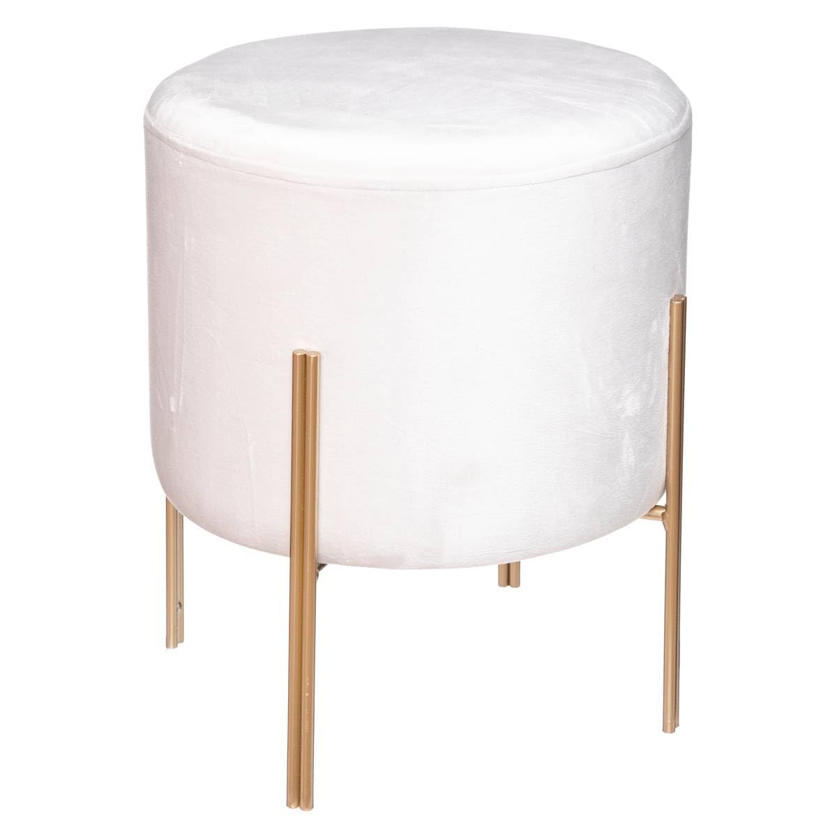 Atmosphera - Tabouret Living - Blanc Ivoire - Velours