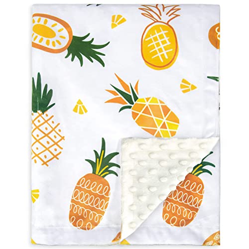 Image of BORITAR Baby Blanket for Girls Super Soft Double Layer Minky with Dotted Backing, Receiving Blanket with Fresh Pineapple Multicolor Printed Blanket 30 x 40 Inch(75x100cm)