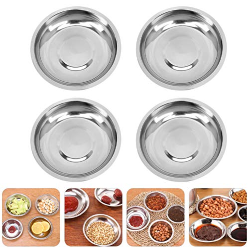 Doitool Food Containers 10Pcs Stainless Steel Appetizer Plates Round Seasoning Plates Mustard Dessert Dishes (8Cm) Japanese Snacks #TOP5