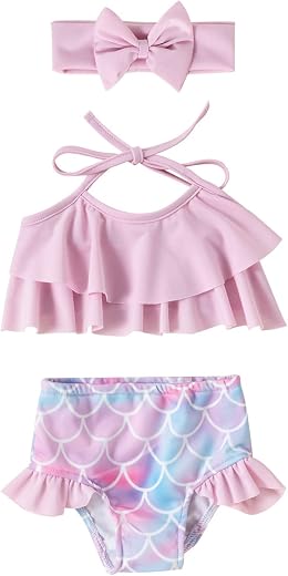 AMMENGBEI Girls Swimsuit Two Piece Bathing Suits Bikini Swimwear Tankini Set for Kids 2-7 Years
