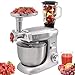 Syntrox Germany KM-1300W Silver de Luxe Küchenmaschine Knetmaschine Mixer mit Fleischwolf, Edelstahl-Behälter, 6,5 Liter, silver