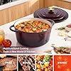 Miereirl 6 Quart Enameled Dutch Oven Pot with Lid, Cast Iron Dutch Oven with Dual Handles for Bread Baking, Cooking, Non-stick Enamel Coated Cookware, Fig #3