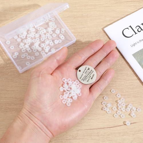200 Stück Silikon Stopperperlen, weiße Gummistopfen für die Schmuckherstellung, Silikon-Abstandshalter fürArmbänder, Stopper für Charm-Armbänder