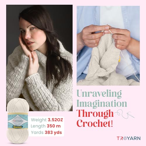 Image of Yarn for Crocheting & Knitting - 4 Skeins (4x383 Yds) (105062 - Light Cream) Crochet Yarn - 100% Microfiber Acrylic Yarn - Knitting Yarn for Craft Projects