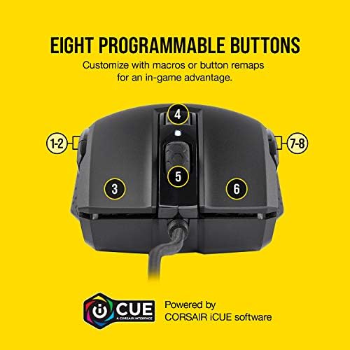 Corsair M55 PRO RGB, Ambidextrous Multi-Grip Optical Gaming Mouse (12400 DPI Optical Sensor, Lightweight, 8 Programmable Buttons, RGB Multi-Colour Backlighting), Black