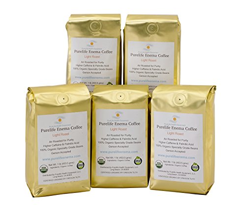Purelife Enema Coffee - 5 Lbs Organic Air Roast"Light" - Ground - Gerson Specific- Buy in Bulk and Save! Ships Fresh and Direct from Purelife