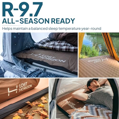 Image of Lost Horizon Air & Foam Camping Mattress, Self-Inflating Sleeping Pad, 3 inch Thick, with Pump Sack, Slim Single