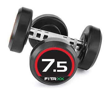 FITRXX Bouncer Dumbbells for Gym & Home Use - Stainless Steel Dumbbells - Cast Iron & Rubber Coating | Wide Grip & Premium Looks | Set of 2| (BOUNCER-7.5-P) 25 kilograms - image, photos