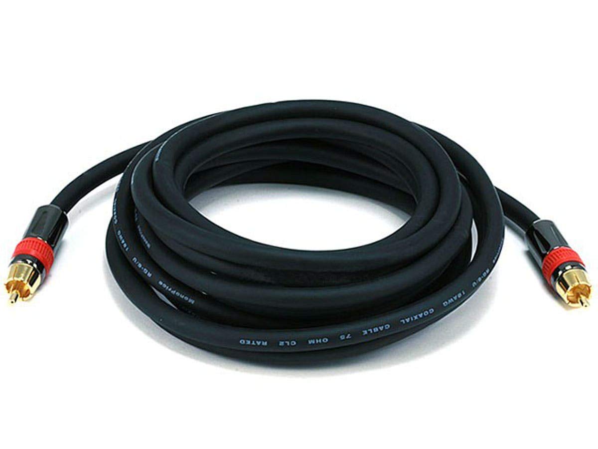 Monoprice 102682 12-Feet RG6 RCA CL2 Rated Digital Coaxial Audio Cable Black