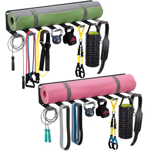 BreezeHug 2 Pcs Home Gym Storage Rack Organizer 8 Hook
