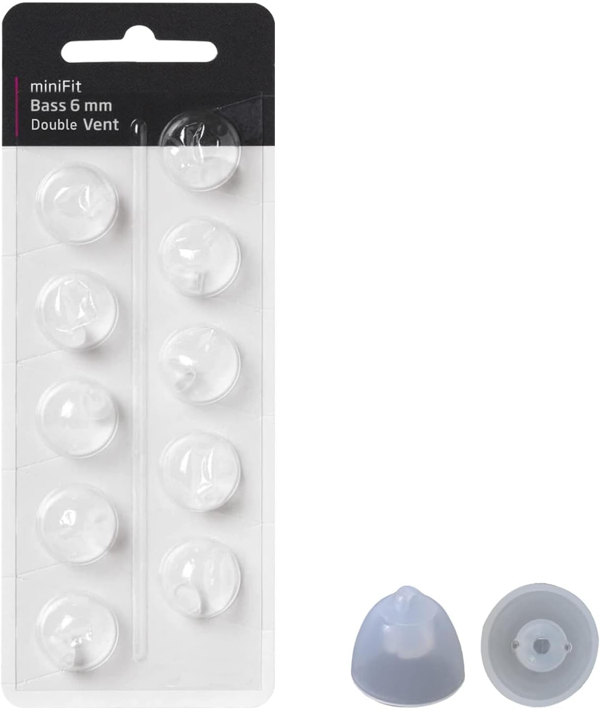 Hearing Aid Domes for Oticon MiniFit Double Vent Bass Domes: 3 Packs (6mm), Universal Domes for Oticon Hearing Aid Supplies
