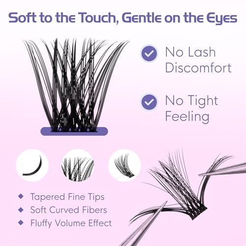 Image of Lash Clusters Kit, Eyelash Clusters Kit D Curl Natural Volume Cluster Eyelash Extensions, Individual DIY Lashes with Bond Seal Tweezers Remover, 8-16mm 650Pcs (40D+60D+80D+100D)