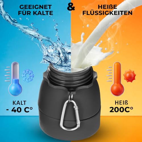 Avaloy faltbare Trinkflasche auslaufsicher Trinkflasche Silikon 600 ml Wasserflasche für kohlensäurehaltige Getränke Wasserflasche weiche Flasche Festival Flasche (Schwarz)