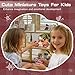 iLAND Cute Kids Toys for Girls 6-8 Lovely Dollhouse Furniture on 1/12 Scale Gingham Doll House Couch Set inc 2 Miniature Sofas 1 End Table 1 Rug Small for Girls
