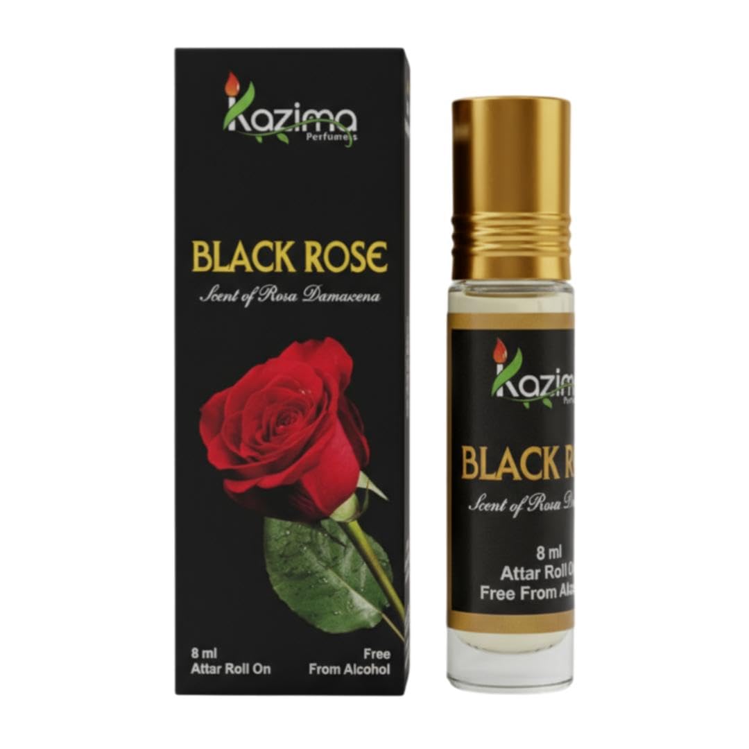 KAZIMA Pure Natural Black Rose Apparel Concentrated Attar Perfume (8ml Rollon free From Alcohol)